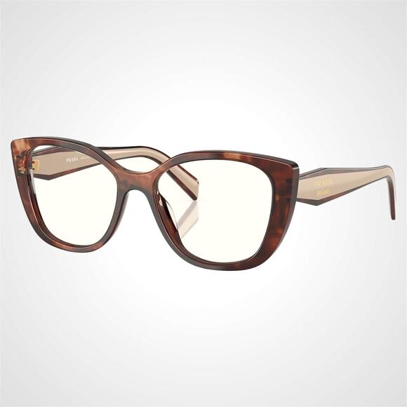 New PRADA Eyeglasses Cat Eye Brown Tortoise Gold 51-17-140 Womens